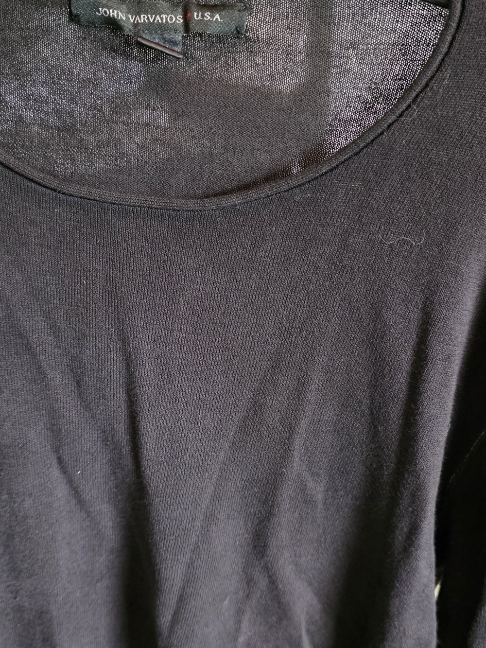 John Varvatos Black Crewneck Knit Cotton Shirt